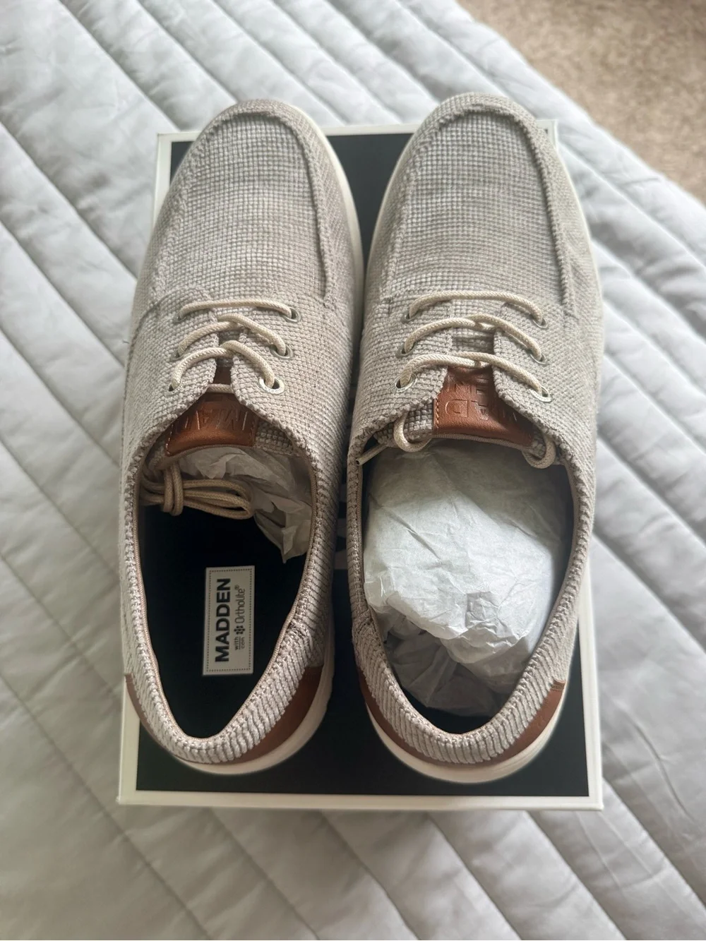 Madden Driftline Taupe Fabric Casual Lace-Up Shoes Men’s Size 9 NIB